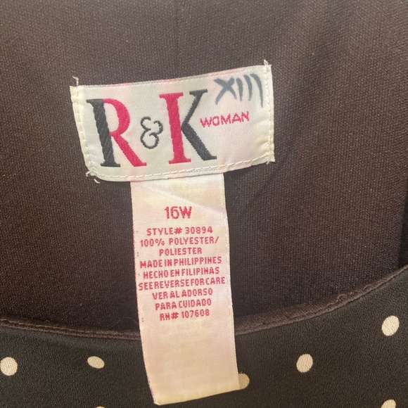 R&K Woman Brown Polka Dot Dress 16W - Picture 3 of 5